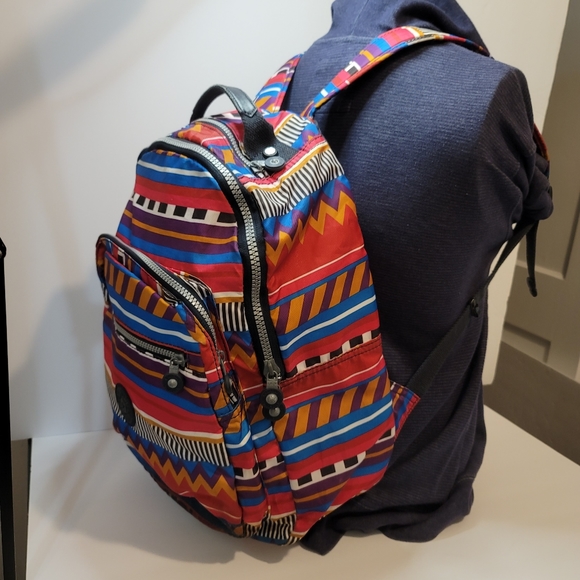 Kipling Mexico Aztec Bright Geometric Print Backpack 15" - Picture 1 of 16
